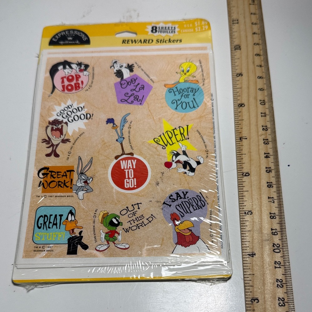 1997 vintage Looney Tunes Reward Sticker Sheet - Colorful Character Stickers NEW